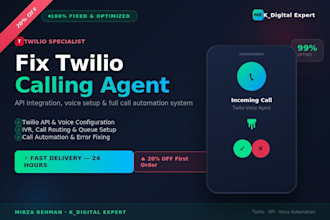 setup twilio calling agent, API, voice setup, and call automation system