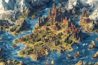 draw fantasy map for your book, rpg, 4k dnd with inkarnate map illustration map
