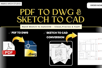 convert PDF to dwg or sketch to autocad drawing