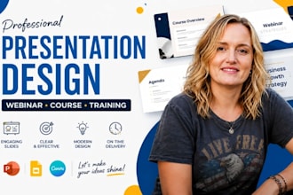 webinar slides, course presentation powerpoint engaging clean modern expert pro