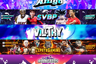 design youtube banner or cover or thumbnail and logo