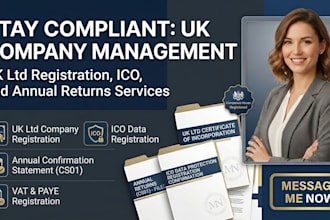 manage your UK ltd company registration ico registration and annual returns