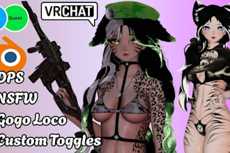 create custom anime and furry avatar vr character 3d nsfw model vrchat commision