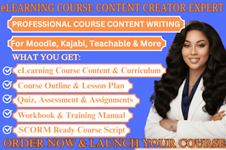 create online course content, elearning course curriculum and training manual