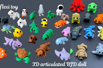 sculpt 3d articulated bjd doll, flexi toy, fidget model stl for 3d printing