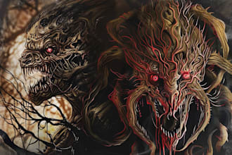 draw horror dark art, tshirt, metal illustration