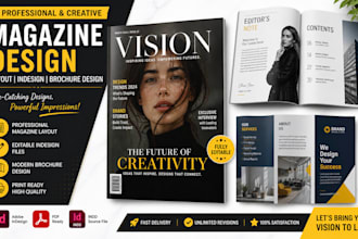 design editable magazine magazine cover, layout indesign and brochure design