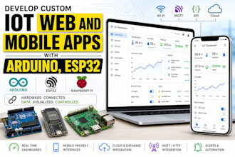develop custom iot web and mobile apps with arduino, esp32