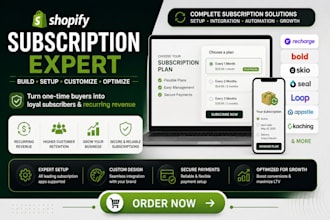 build shopify subscription system using recharge, bold, skio