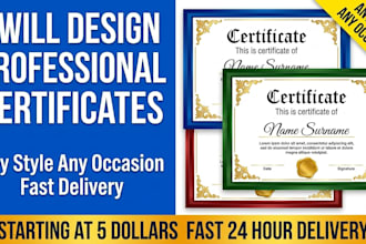 design custom certificate of completion achievement and appreciation