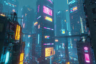 make cyberpunk futuristic city art