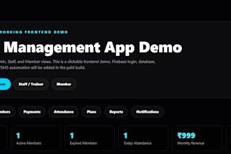 build a gym management app with billing attendance and reports
