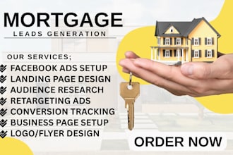 mortgage leads website facebook ads landing page business loan mca logo flyer