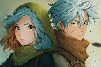 illustrate manga comic scenes, characters and panels