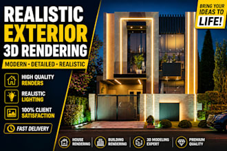 realistic exterior 3d rendering for house or building
