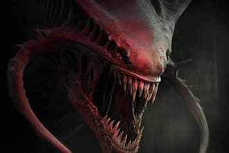 do a sci fi horror and fantasy scene concept art illustrations