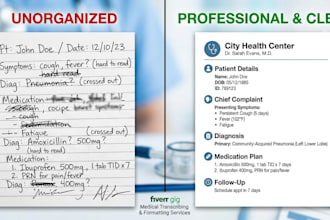 format, clean and convert medical reports and healthcare documents