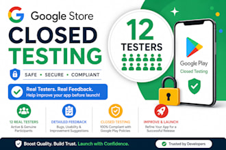 deliver 12 testers google play closed testing android app