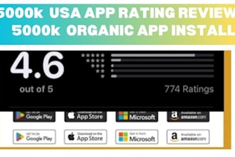 mobile app install, playstore apple store ranking, 1000 USA app review