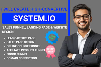 create high converting systeme io sales funnel, opt in landing page, email auto