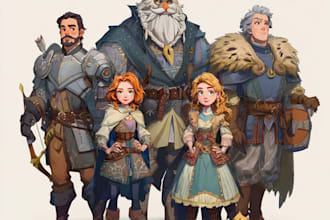 design a dnd party art and group art