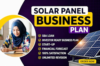 write a solar panel business plan for investors and startups