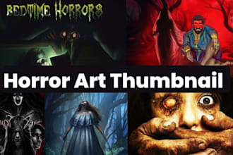 create horror thumbnail art creepy thumbnail illustration scary game cover art