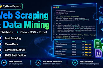 scrape data from any website and deliver clean CSV or excel file
