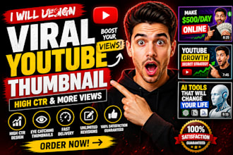 design professional youtube and facebook thumbnail in 24h