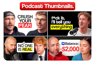 create high CTR, professional podcast thumbnail cover art for youtube