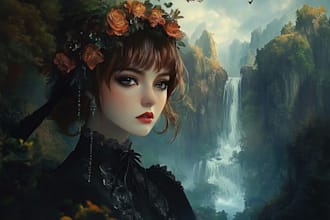 paint fantasy warrior queen or female hero portrait