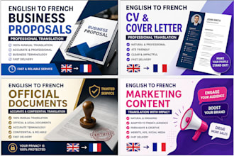 translate your CV and cover letter from english to french professionally