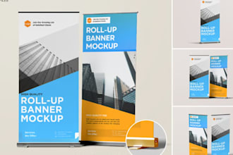 design a roll up banner canva editable retractable banner design