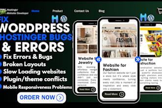 fix wordpress website issues, errors, bugs and speed on hostinger