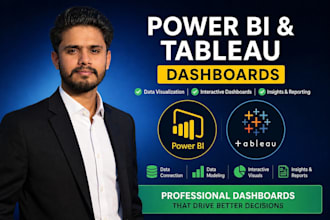 build professional power bi dashboards, tableau dashboards, and data reports