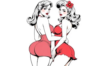 pin up girl and pin up girl illustration