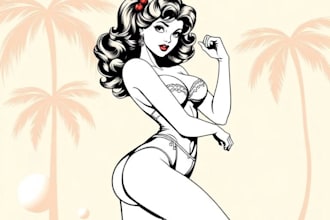 pin up girl and pin up girl illustration