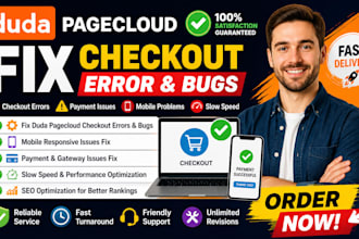 fix duda pagecloud checkout error bug mobile issue slow speed payment fix SEO