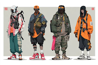design anime character , cyberpunk character