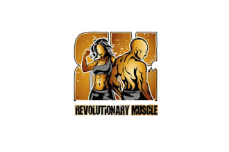 design mascot muscle logo for gym fitness apparel clothing