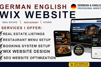 build bilingual german english wix website for studio, real estate, restaurant