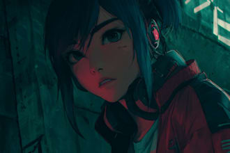 design anime character , cyberpunk character