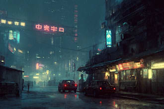 design cyberpunk futuristic city illustration