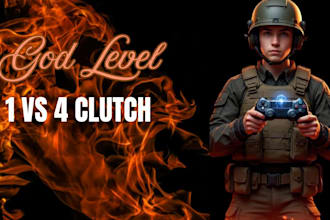 create god level 1v4 clutch thumbnail design