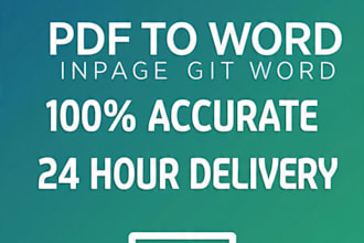 do fast english typing PDF to word inpage to word data entry