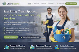 design cleaning website residential cleaning commercial cleaning janitorial site