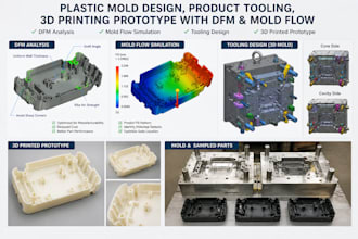 do plastic mold, product tooling,  3d printing prototype with dfm and mold flow