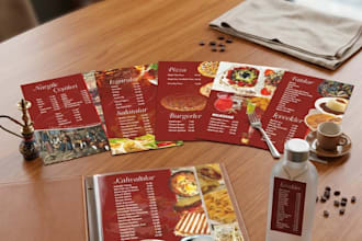 design an elegant brochure restaurant menu or bi fold food menu