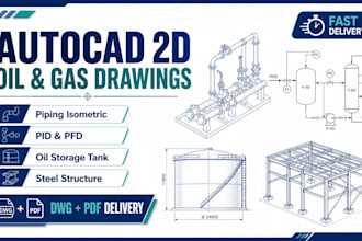 draft autocad 2d piping isometric pid pfd drawings