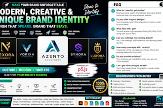 develop p5 modern, creative and unique business brand logo